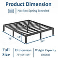 Venuezy 14 Inch High Full Metal Bed Frame,Bed Frame with Storage Space,Noise-Free Heavy Duty Sturdy Mattress Foundation,Easy Assembly,Quick Setup,No Box Spring Needed,14 Inch,Full