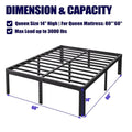 Venuezy 14 Inch High Queen Metal Bed Frame,Bed Frame with Storage Space,Noise-Free Heavy Duty Sturdy Mattress Foundation,Easy Assembly,Quick Setup,No Box Spring Needed,14 Inch,Queen