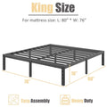 Venuezy 16 Inch High King Metal Bed Frame,Bed Frame with Storage Space,Noise-Free Heavy Duty Sturdy Mattress Foundation,Easy Assembly,Quick Setup,No Box Spring Needed,16 Inch,King