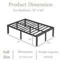 Venuezy 18 Inch High Full Metal Bed Frame,Bed Frame with Storage Space,Noise-Free Heavy Duty Sturdy Mattress Foundation,Easy Assembly,Quick Setup,No Box Spring Needed,18 Inch,Full