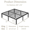 Venuezy 18 Inch High King Metal Bed Frame,Bed Frame with Storage Space,Noise-Free Heavy Duty Sturdy Mattress Foundation,Easy Assembly,Quick Setup,No Box Spring Needed,18 Inch,King