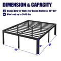Venuezy 18 Inch High Queen Metal Bed Frame,Bed Frame with Storage Space,Noise-Free Heavy Duty Sturdy Mattress Foundation,Easy Assembly,Quick Setup,No Box Spring Needed,18 Inch,Queen